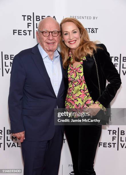 Rupert Murdoch and Jerry Hall attend the "The Quiet One" screening at the 2019 Tribeca Film Festival at SVA Theater on May 02, 2019 in New York City.