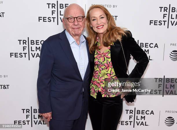 Rupert Murdoch and Jerry Hall attend the "The Quiet One" screening at the 2019 Tribeca Film Festival at SVA Theater on May 02, 2019 in New York City.