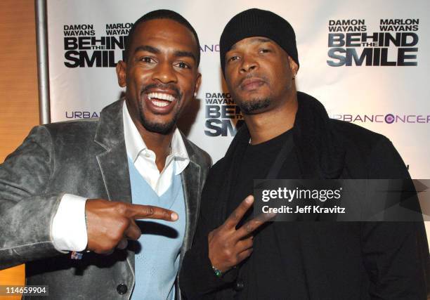 Bill Bellamy and Damon Wayans during 2006 U.S. Comedy Arts Festival Aspen - "Behind the Smile" Party at Sky Hotel in Aspen, Colorado, United States.