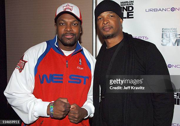 Chris Tucker and Damon Wayans during 2006 U.S. Comedy Arts Festival Aspen - "Behind the Smile" Party at Sky Hotel in Aspen, Colorado, United States.