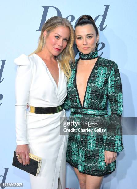 Christina Applegate and Linda Cardellini attend the premiere of Netflix's 'Dead to Me' at The Eli and Edythe Broad Stage on May 02, 2019 in Santa...