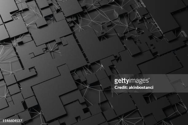 3d abstract black cube blocks, geometric shapes - black cube stock pictures, royalty-free photos & images