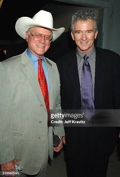 Larry Hagman and Patrick Duffy during 2006 TV Land Awards - Backstage and Audience at Barker Hangar in Santa Monica, California, United States.