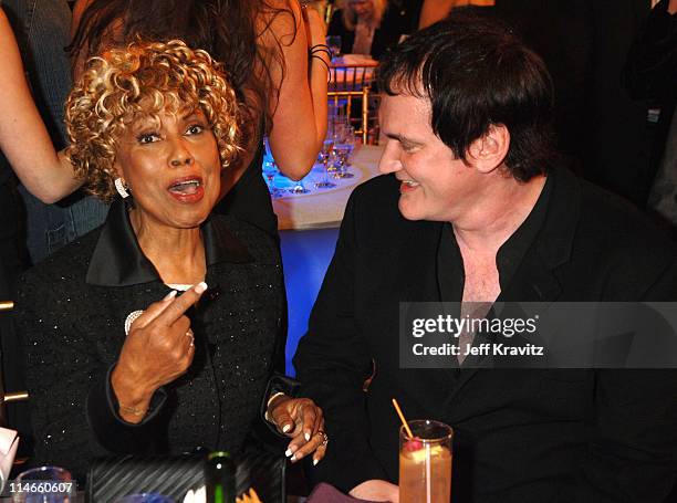 Ja'net Dubois and Quentin Tarantino during 2006 TV Land Awards - Backstage and Audience at Barker Hangar in Santa Monica, California, United States.