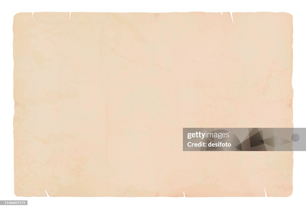 A horizontal vector illustration of a plain blank beige colored blotched old paper