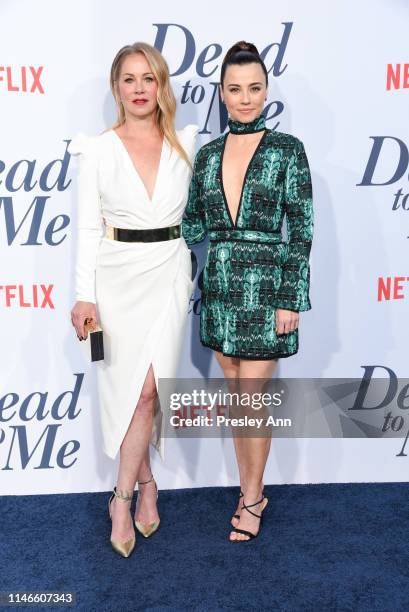 Christina Applegate and Linda Cardellini attend Netflix's "Dead To Me" season 1 premiere at The Broad Stage on May 02, 2019 in Santa Monica,...