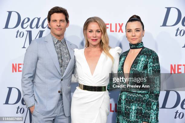 James Marsden, Christina Applegate and Linda Cardellini attend Netflix's "Dead To Me" season 1 premiere at The Broad Stage on May 02, 2019 in Santa...