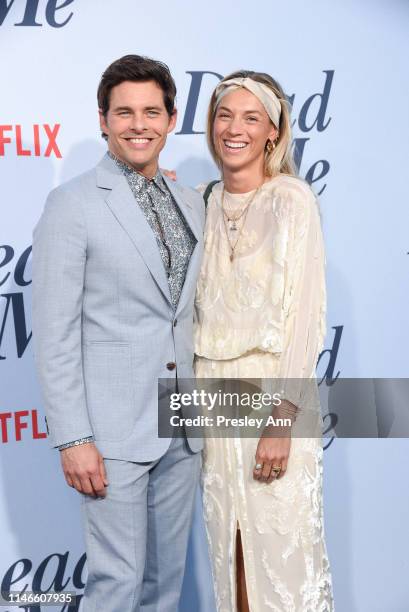 James Marsden and Edei attend Netflix's "Dead To Me" season 1 premiere at The Broad Stage on May 02, 2019 in Santa Monica, California.