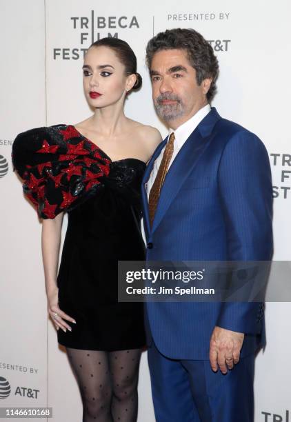 Actress Lily Collins and director Joe Berlinger attend the screening of "Extremely Wicked, Shockingly Evil and Vile" during the 2019 Tribeca Film...
