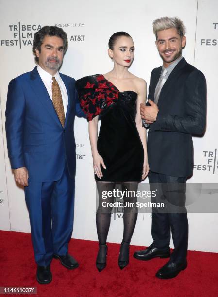 Director Joe Berlinger, actors Lily Collins and Zac Efron attend the screening of "Extremely Wicked, Shockingly Evil and Vile" during the 2019...