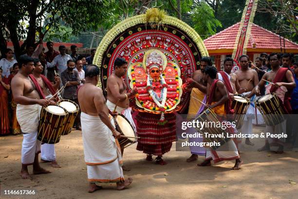 theyyam festival, kerala, india - traditional ceremony stock pictures, royalty-free photos & images