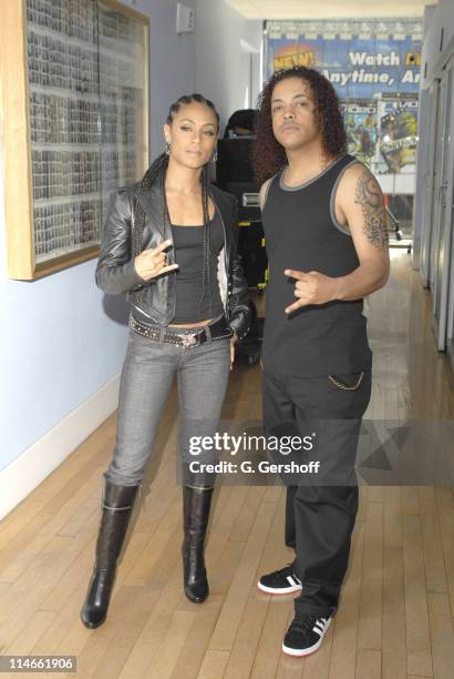 Jada Pinkett Smith and Pocket of Wicked Wisdom during Wicked Wisdom, Jada Pinkett Smith and Devildriver Visit MTV2's "Headbangers Ball" - April 12,...