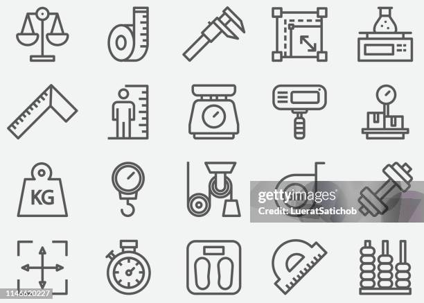 measuring line icons - science measurement stock illustrations