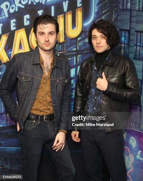 Chris Alderton and Elliott Briggs attend the "Pokémon Detective Pikachu" London Pop Up at Covent Garden on May 02, 2019 in London, England.