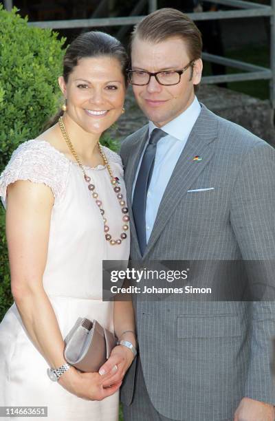 Crown Princess Victoria of Sweden and her husband Prince Daniel , Duke of Vastergotland, attend Blutenburg Castle on May 25, 2011 in Munich, Germany.