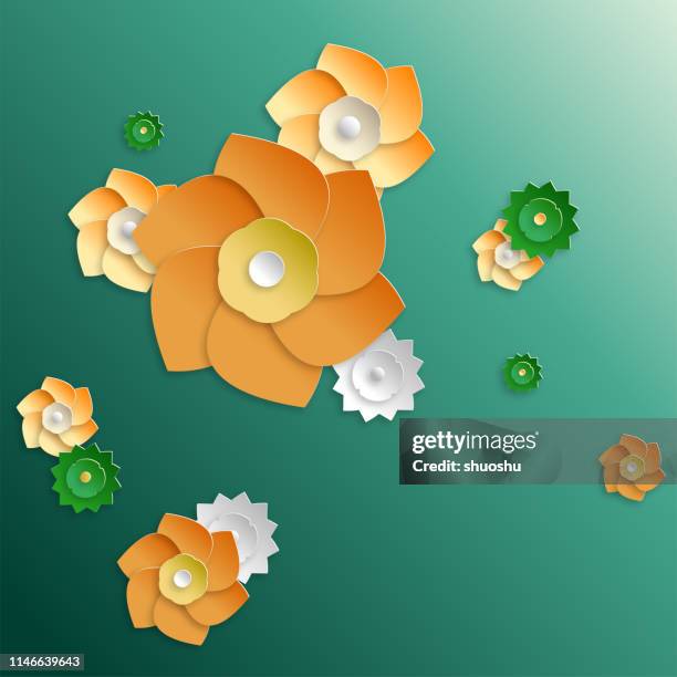 paper cut effects floral pattern background - leaf shadow stock illustrations
