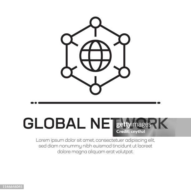 global network vector line icon - simple thin line icon, premium quality design element - satelite communication stock illustrations
