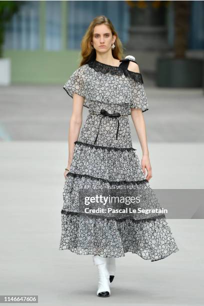 Model walks the runway during Chanel Cruise 2020 Collection at Le Grand Palais on May 03, 2019 in Paris, France.