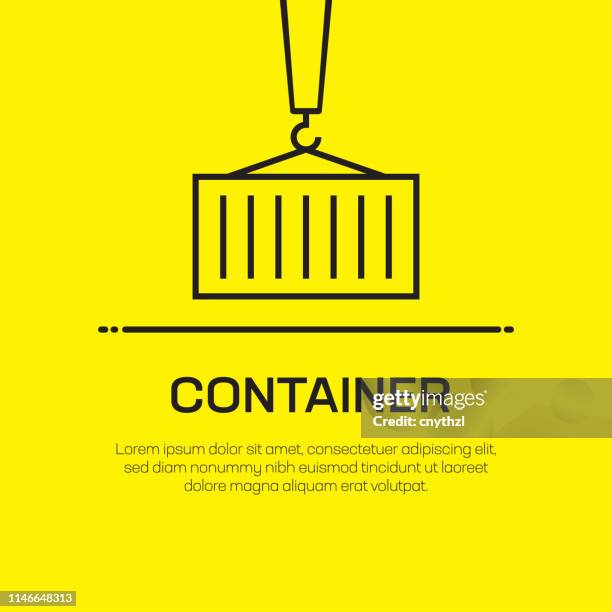container vector line icon - simple thin line icon, premium quality design element - shipping crane stock illustrations