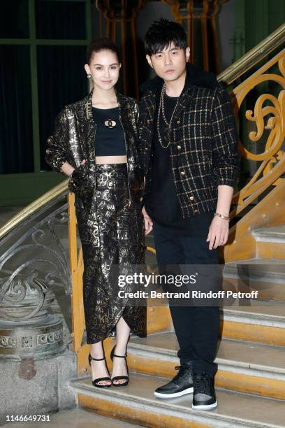 Hannah Quinlivan and Jay Chou attend the Chanel Cruise Collection 2020 : Front Row at Le Grand Palais on May 03, 2019 in Paris, France.