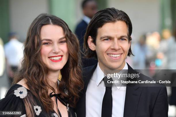 Keira Knightley and James Righton attend the Chanel Cruise Collection 2020 : Photocall At Grand Palais on May 03, 2019 in Paris, France.