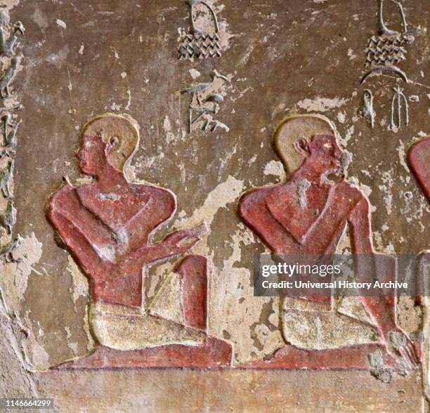 18th Dynasty tomb of Paheri, at Elkab, south of Thebes, Egypt. Dating from of the New Kingdom in the middle of the 18th Dynasty, under the reign of...