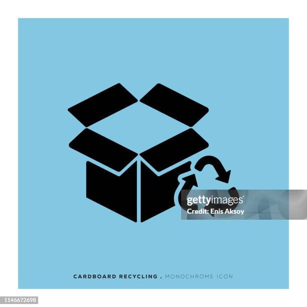 cardboard recycling monochrome icon - corrugated packaging stock illustrations
