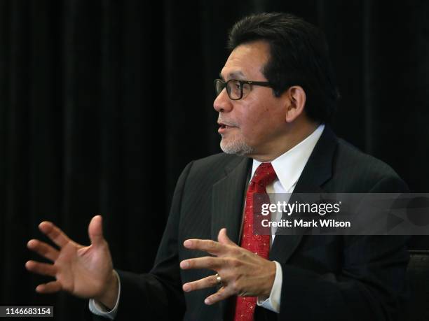 Former Attorney General Alberto Gonzales speaks about Attorney General William Barr and the Mueller Report during the American Bar Association's...