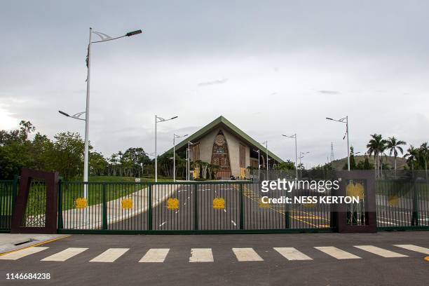 General view shows Parliament house during a session in Port Moresby on May 28, 2019. - Papua New Guinea Prime Minister Peter O'Neill stalled his...