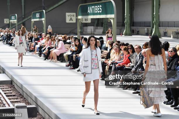 Models walk the runway during Chanel Cruise 2020 Collection at Le Grand Palais on May 03, 2019 in Paris, France.