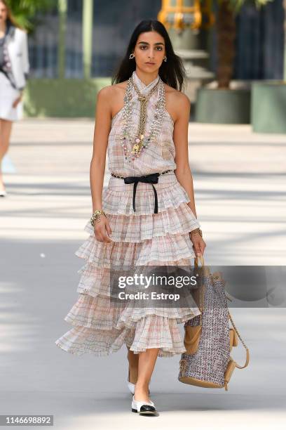Model walks the runway during Chanel Cruise 2020 Collection at Le Grand Palais on May 3, 2019 in Paris, France.