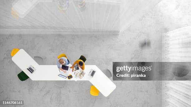 modern office - office elevated view stock pictures, royalty-free photos & images