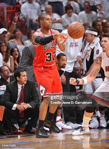 Watson of the Chicago Bulls handles the ball against the Miami Heat in Game Four of the Eastern Conference Finals in the 2011 NBA Playoffs on May 24,...