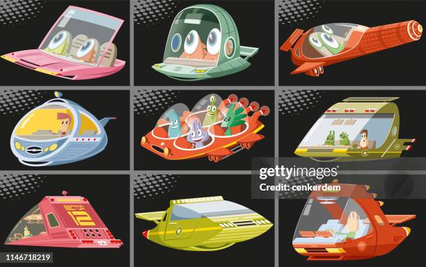 spaceship set - passenger cabin stock illustrations