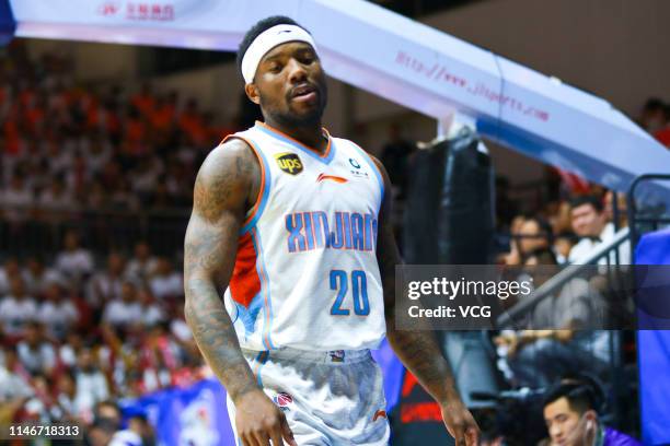 Kay Felder of Xinjiang Guanghui Flying Tigers in action during Game Four of the Chinese Basketball Association 18/19 Play-off Finals between Xinjiang...