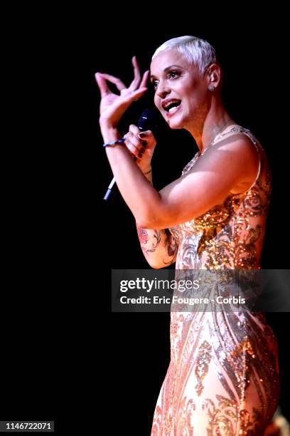 Portuguese singer of fado Marisa Dos Reis Nunes 'Mariza' during a concert at Salle Wagram on March 03, 2019 in Paris, France.