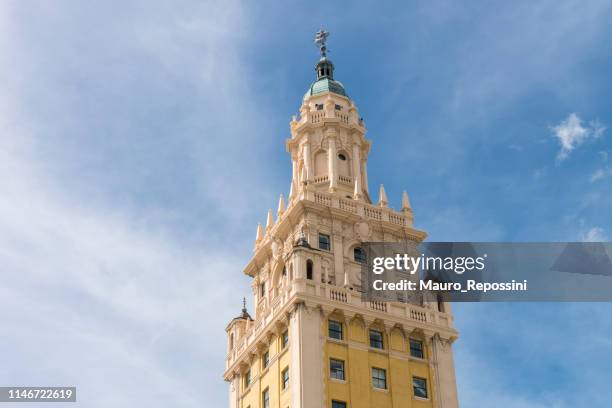 view of the upper part of the freedom tower at downtown miami, florida state, usa. - freedom tower miami stock pictures, royalty-free photos & images
