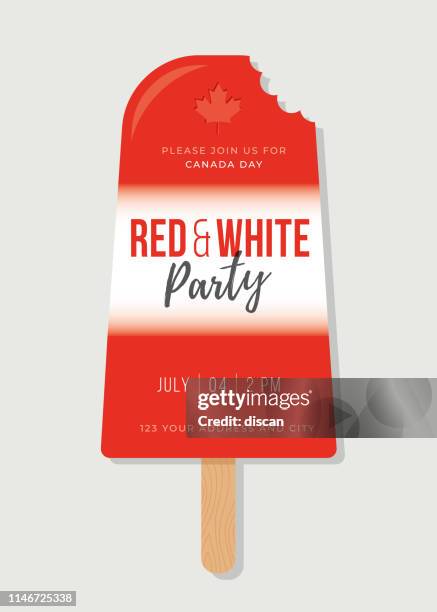 canada day invitation with popsicles. - popsicle stick stock illustrations