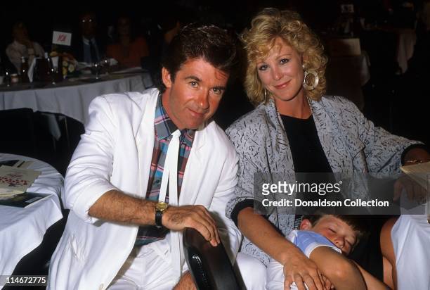 Actor Alan Thicke, actress Joanna Kerns and Robin Thicke attend the opening of singer Olivia Newton-John's new boutique Koala Blue in the Westside...