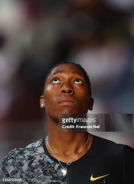 Caster Semenya of South Africa looks on prior to competing in the Women's 800 metres during the IAAF Diamond League event at the Khalifa...