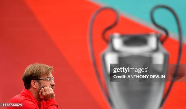 Liverpool manager Jurgen Klopp speaks during a press conference at the Melwood Training ground in Liverpool, northwest England on May 28, 2019.