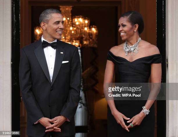 President Barack Obama and First Lady Michelle Obama arrive at Winfield House, the residence of the Ambassador of the United States of America, in...