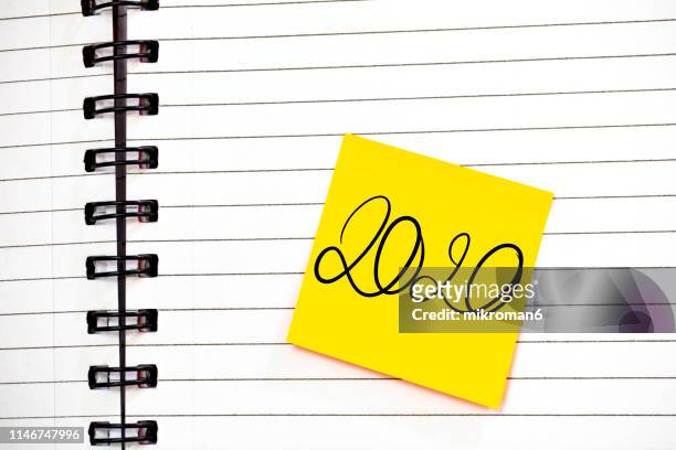 notebook spirals with note with new year 2020 - new year new you 2019 stock pictures, royalty-free photos & images