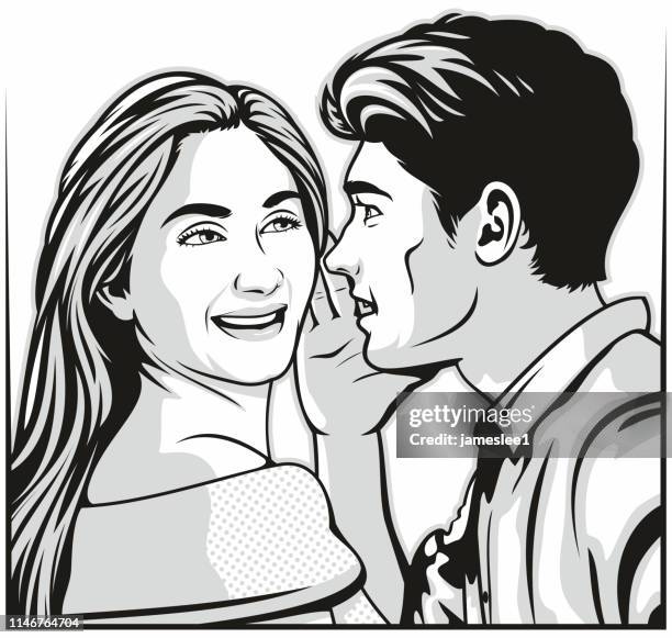 whispering sweet nothings - teens whispering stock illustrations