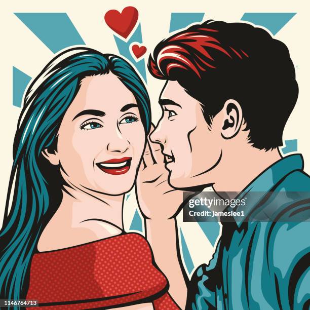 whispering sweet nothings - teens whispering stock illustrations