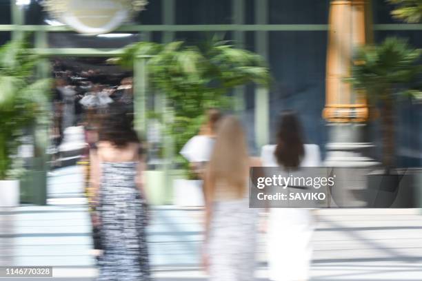 Model walks the runway during the Chanel Cruise Collection 2020 at Grand Palais on May 03, 2019 in Paris, France.