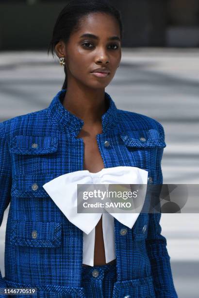 Model walks the runway during the Chanel Cruise Collection 2020 at Grand Palais on May 03, 2019 in Paris, France.