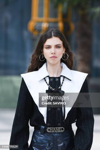 Model walks the runway during the Chanel Cruise Collection 2020 at Grand Palais on May 03, 2019 in Paris, France.