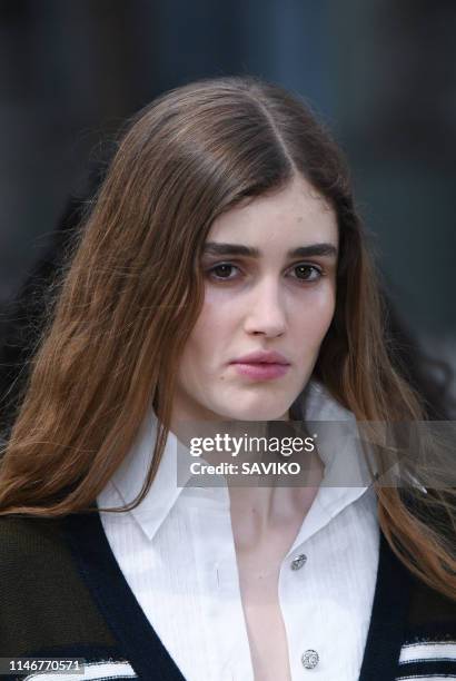 Model walks the runway during the Chanel Cruise Collection 2020 at Grand Palais on May 03, 2019 in Paris, France.