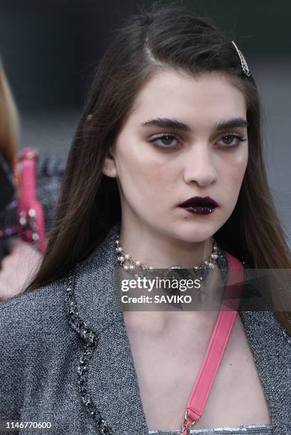 Model walks the runway during the Chanel Cruise Collection 2020 at Grand Palais on May 03, 2019 in Paris, France.